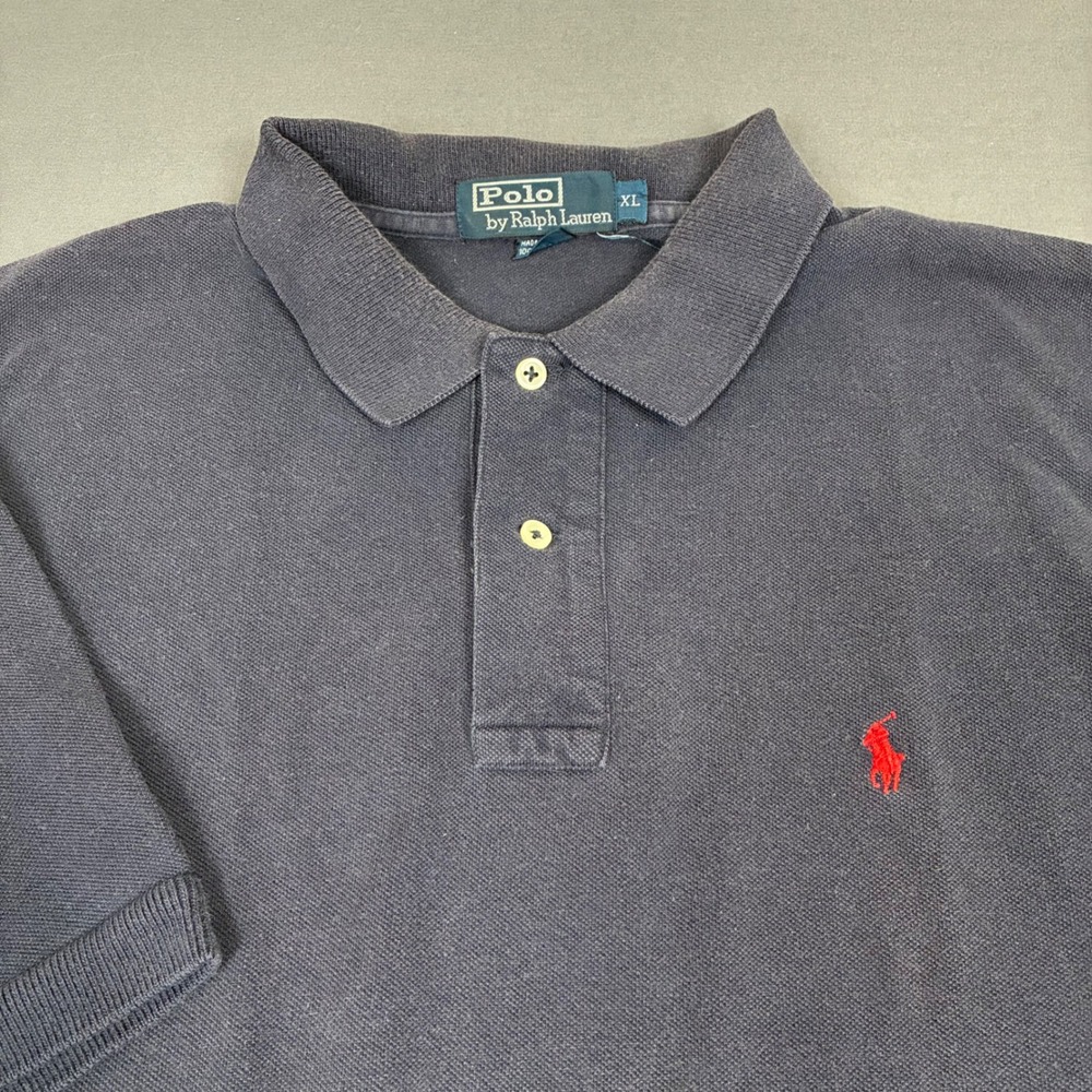 Polo Ralph Lauren Navy Blue Short Sleeve Polo Shirt Men's Size XL Red Pony